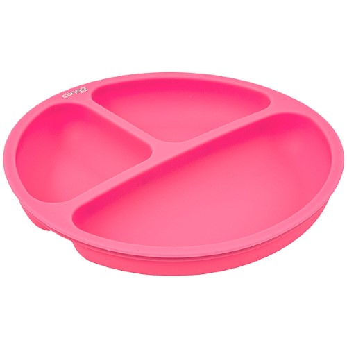 Prato com Divisórias para bebê em Silicone Rosa (6m+) - Clingo