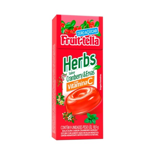 Bala Fruit-Tella Cranberry e Ervas 9 unidades