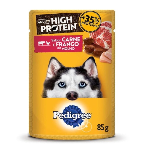 Ração Úmida Pedigree High Protein Cães Adultos Carne e Frango Ao Molho 85g