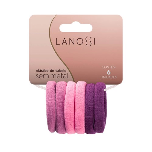 Conjunto de Elástico para Cabelo Lanossi Violet com 6 unidades