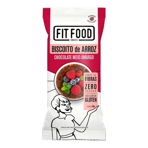 Biscoito de Arroz Fit Food Sabor Chocolate Meio Amargo com 60g