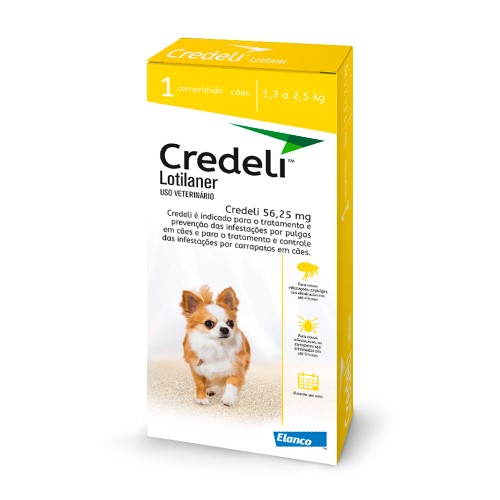 Credeli 56,25mg Antipulgas e Carrapatos para Cães de 1,3 a 2,5kg com 1 Comprimidos