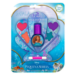 Kit Infantil Impala Pequena Sereia Paleta De Maquiagem E Esmalte 6ml