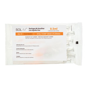 Seringa Insulina Sol-m 0,5 Ml 6 X 0,25 Bag C/10