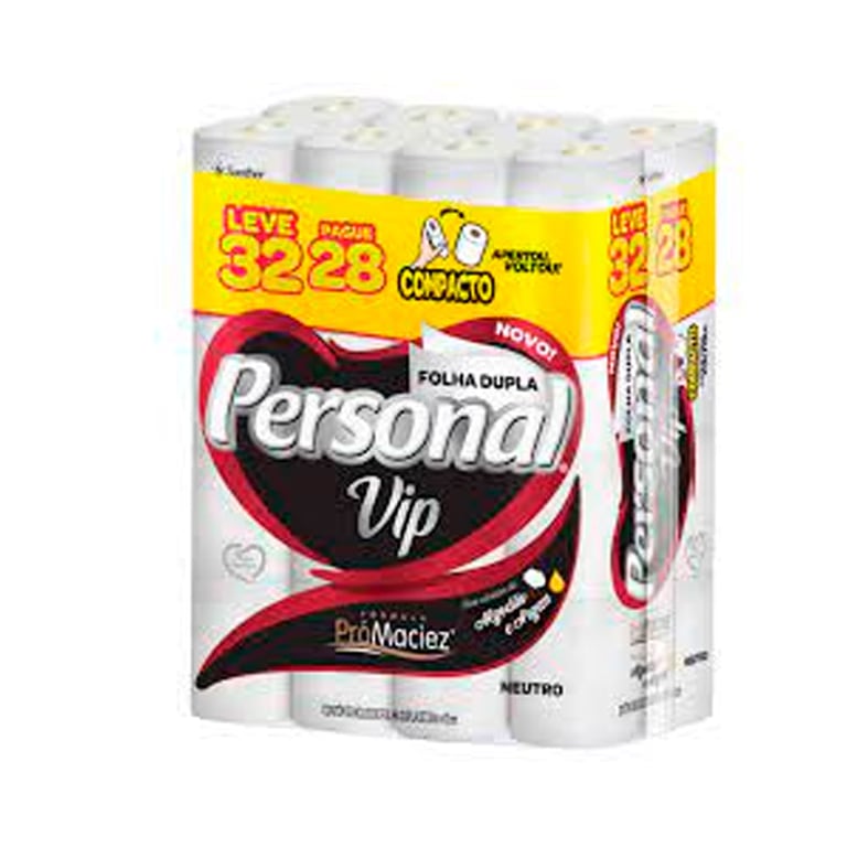 Papel Higiênico Personal Vip Neutro Folha Dupla 30 Metros Leve 32 Pague 28