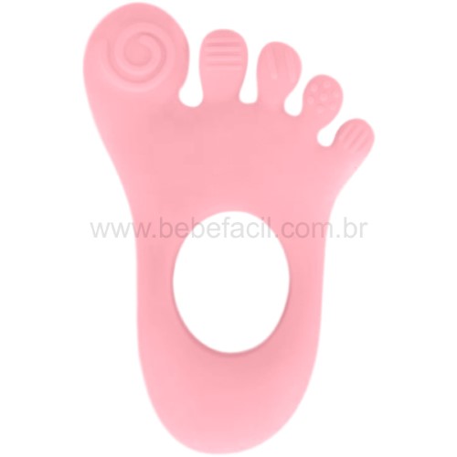 Mordedor de Pezinho para Bebê Buba Baby Rosa com 1 unidade