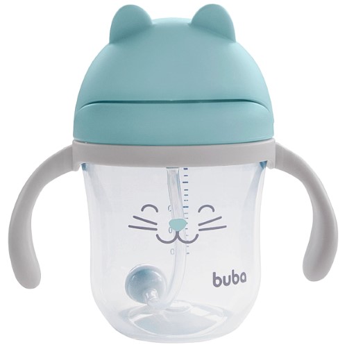 Copo com Alça Removível Gatinha Azul 220ml (12m+) - Buba