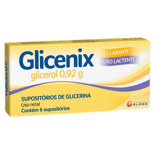 Glicenix Supositório de Glicerina Lactente com 6 Unidades