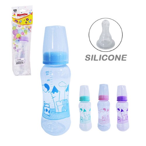 Mamadeira Plus Mamita Decorada com Bico de Silicone 240ml Cores Sortidas