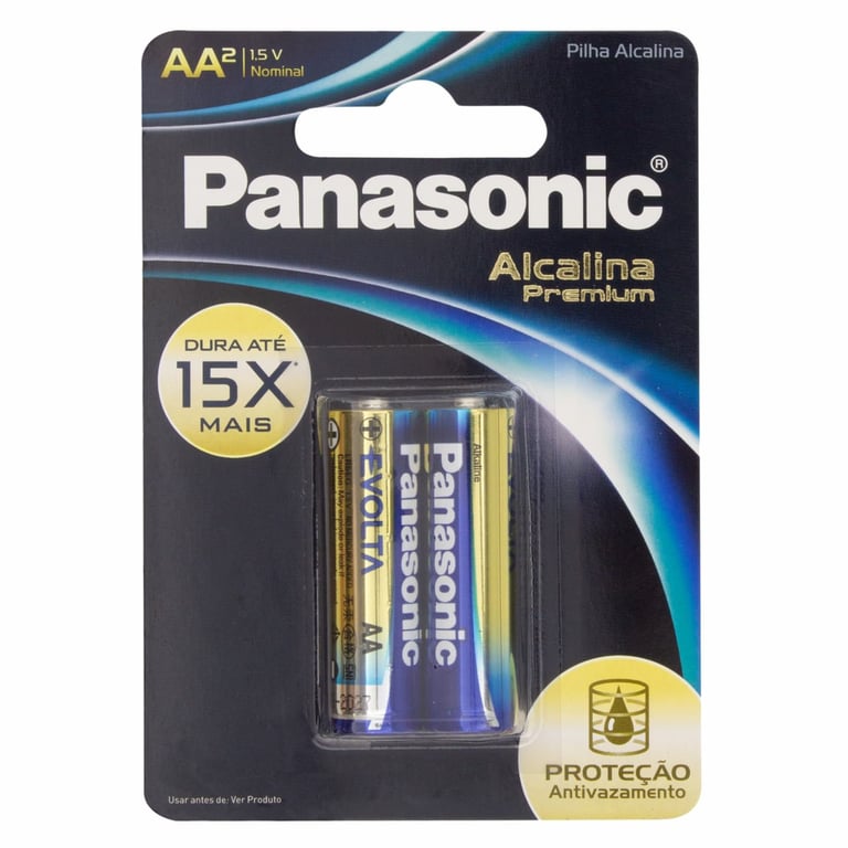 Pilha Panasonic AA Alcalina Premium 1,5V 2 Unidades