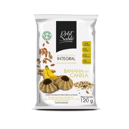 Biscoito Petit Sablé Integral Banana Com Canela 120G