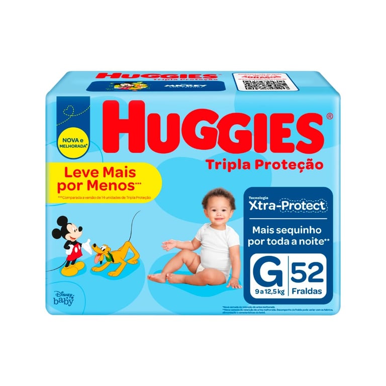 Fralda Huggies Tripla Proteção G 52 unidades