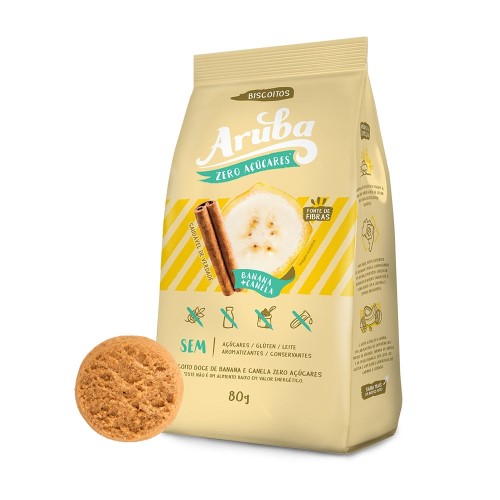 Biscoito Sabor Banana E Canela Zero Açúcar - Aruba - 80g