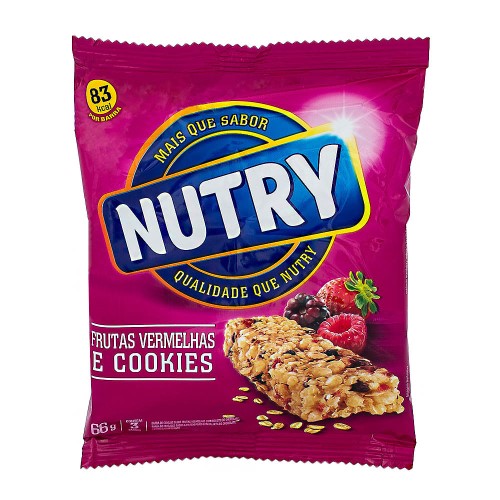 Barra de Cereais Nutry Frutas Vermelhas e Cookies com 3 Unidades