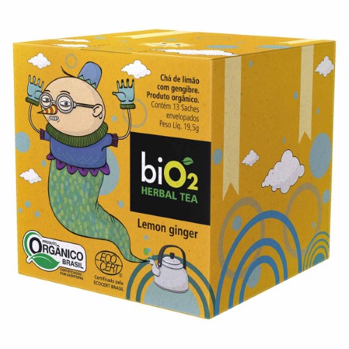 Chá Herbal Tea biO2 Lemon Ginger com 13 sachês