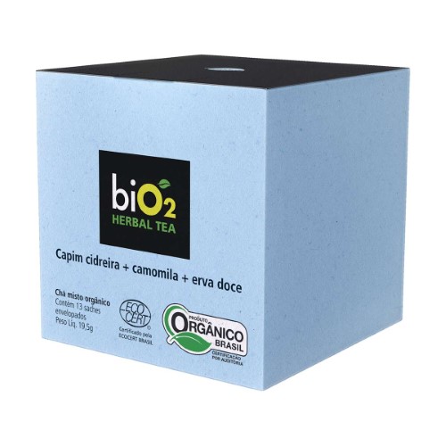 Chá Herbal Tea biO2 Capim Cidreira, Camomila e Erva Doce com 13 sachês