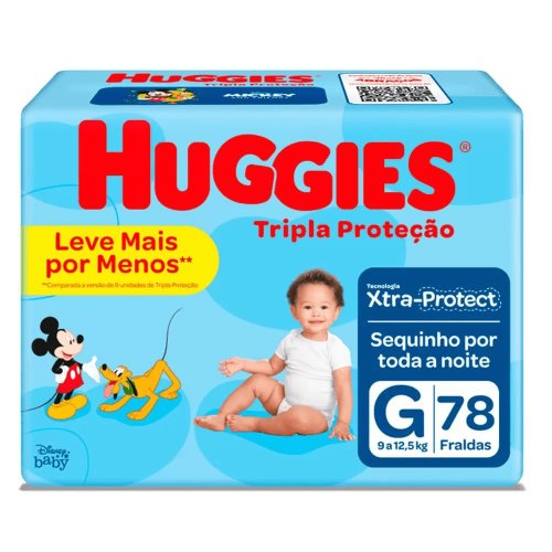 Fralda Huggies Tripla Proteção G - 78 Unidades