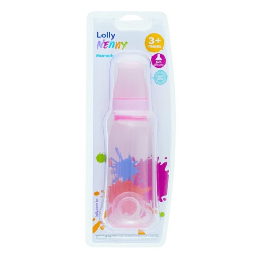 Mamadeira Lolly Nenny 3+ Meses Bico Silicone Rosa 220ml