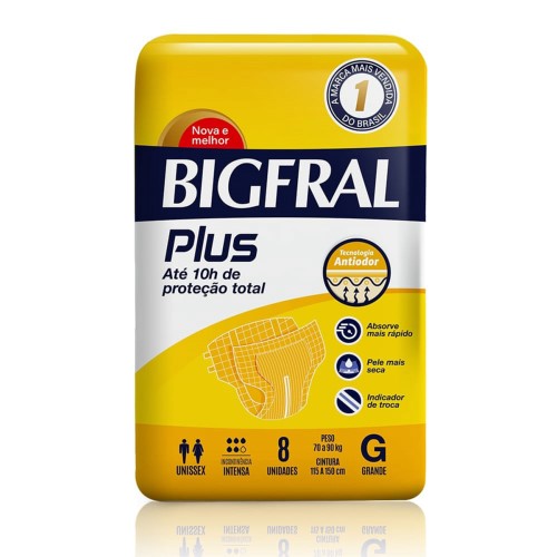 Fralda Bigfral Plus G 8Un - Bigfral