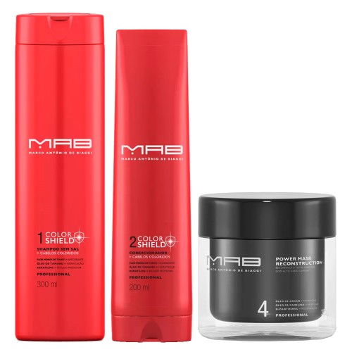 MAB Color Shield Reconstrução Kit - Shampoo + Condicionador + Máscara Capilar