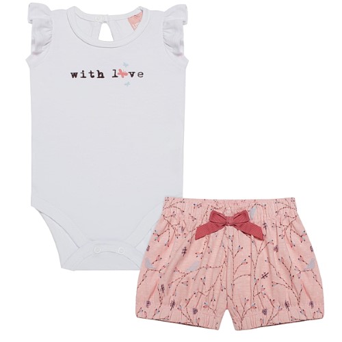 Body regata c/ Short para bebê With Love - TMX