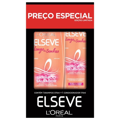 Shampoo + Condicionador Elseve Longo dos Sonhos 375ml+170ml Preço Especial