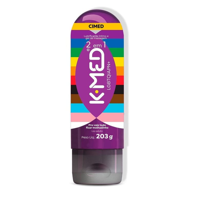 Lubrificante Íntimo e Gel de Massagem K-Med 2 Em 1 LGBTQIA+ - 203g