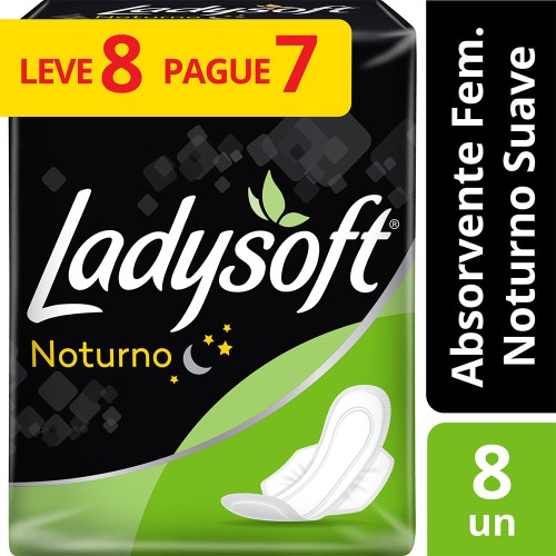 Absorvente Ladysoft Normal Noturno Cobertura Suave com Abas Leve 8 Pague 7 Unidades