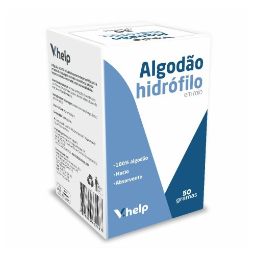 Algodão V.Help Hidrófilo Em Rolo 50g