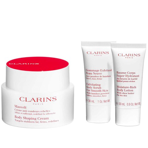 Clarins Body Shaping Essentials Kit – Creme Redutor de Medidas + Esfoliante Corporal + Hidratante Corporal