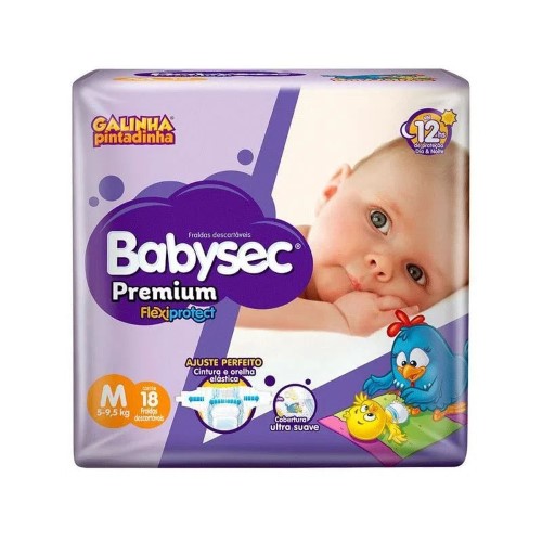 Fralda BabySec Galinha Pintadinha Premium M 18 Unidades