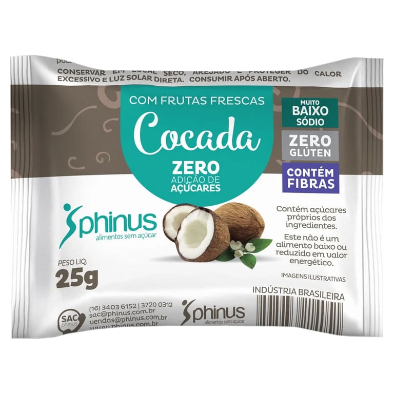 Doce Cocada Phinus Zero Adição de Açúcar 25g