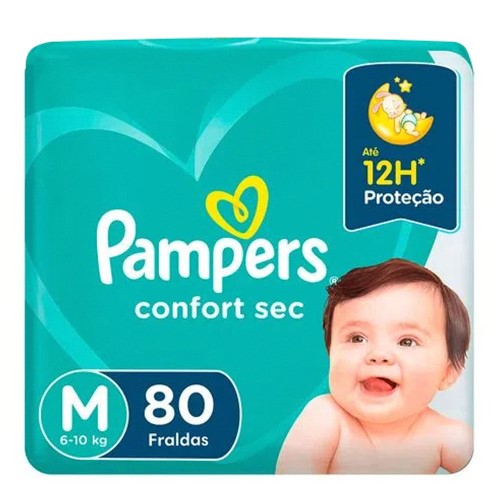 Fralda Pampers Confort Sec M 80 unidades