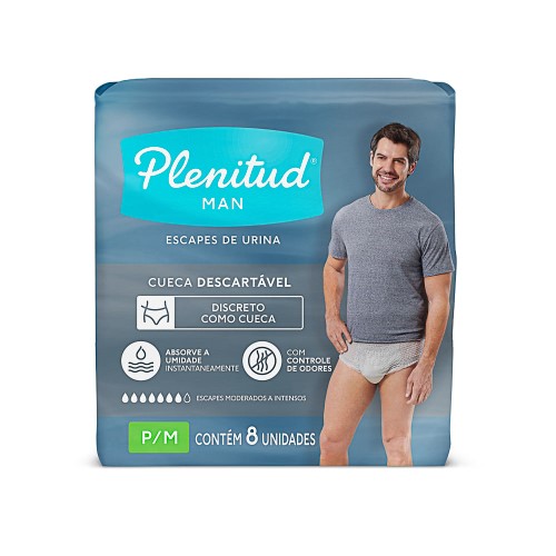 Roupa Íntima Plenitud Man P/M 8 Unidades