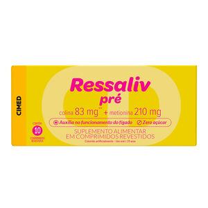 Ressaliv Pré Colina 83mg + Metionina 210mg - 10 comprimidos