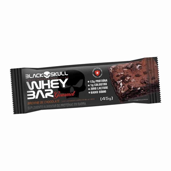 Barra de Proteína Whey Bar Gourmet Black Skull Sabor Brownie de Chocolate 45g