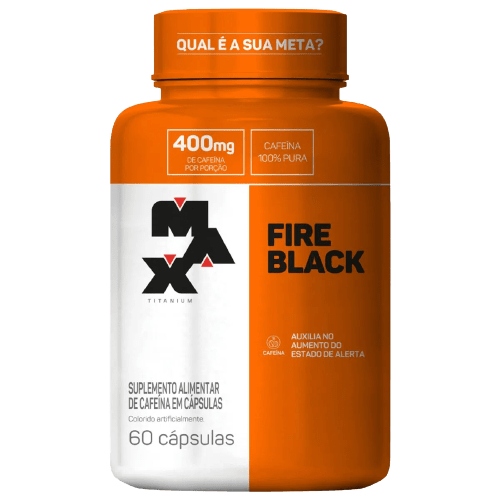 Suplemento Alimentar de Cafeína Fire Black Max Titanium - 60 Cápsulas