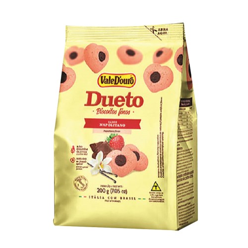 Biscoito Dueto Vale Duro Chocolate e Morango 200g