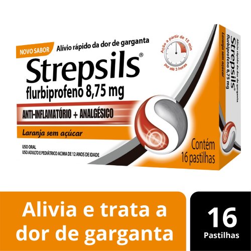 Pastilha Strepsils Laranja 16 unidades