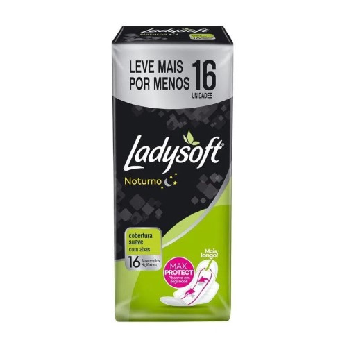 Absorvente Ladysoft Normal Noturno Cobertura Suave com Abas 16 Unidades Leve Mais Por Menos