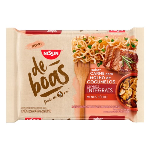 Macarrão Instantâneo Nissin de Boas Carne com Molho de Cogumelos 70g