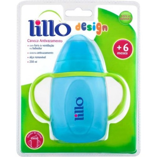 Caneca Infantil Lillo Design Antivazamento +6 Meses Azul 250ml