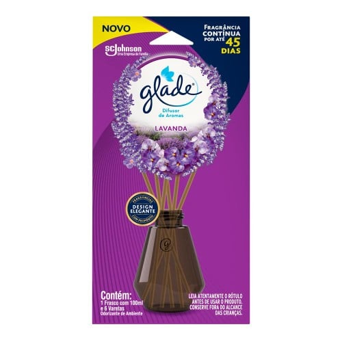 Difusor De Ambiente Glade Lavanda 1 Frascos Com 100ml E 6 Varetas