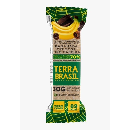 Bananada Cremosa Terra Brasil Zero Açúcar Chocolate 70% Cacau com 25g