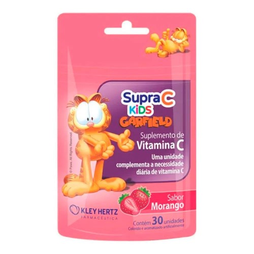 Supra C Kids Garfield Sabor Morango 30 Unidades