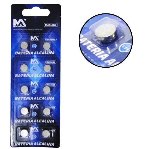 Bateria Maxmidia Max Ag3 Alcalina Botão 1,5v 2 Unidades