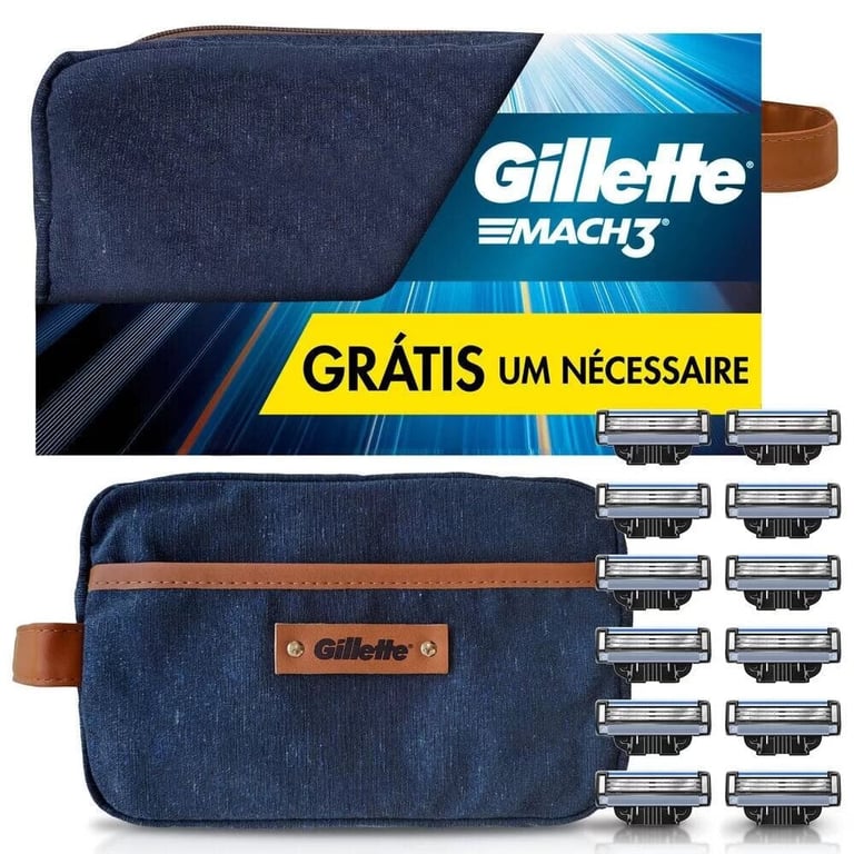 Carga Para Aparelho De Barbear Gillette Mach3 12 Unidades Gratis Necessaire