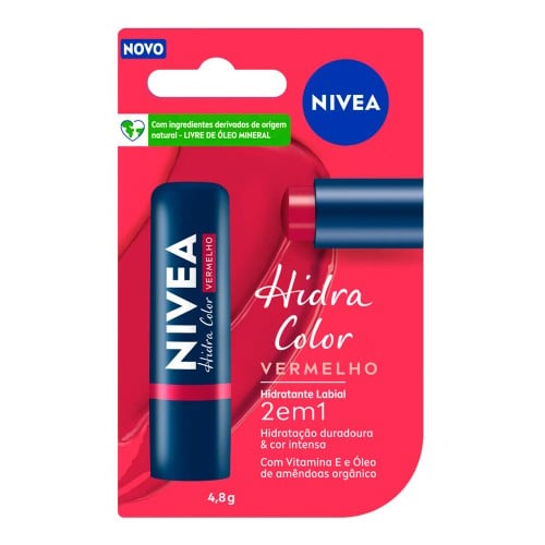 Hidratante Lábial Nívea Hidra Color Vermelho 4,8g