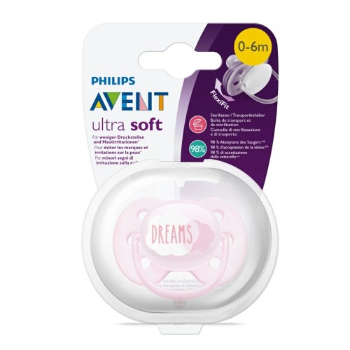 Chupeta Ultra Soft Decorada Philips Avent - SCF527/01 – Rosa