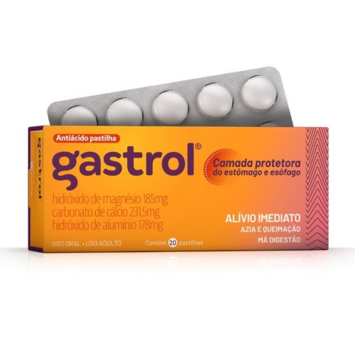 Gastrol com 20 pastilhas mastigáveis